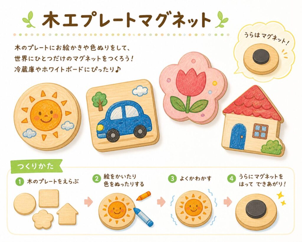 ものづくり(木工プレートマグネット)