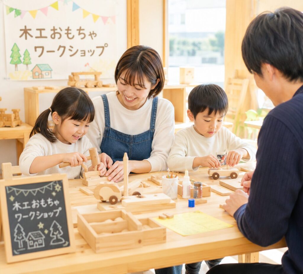 木工おもちゃのワークショップ（各回10組程度）